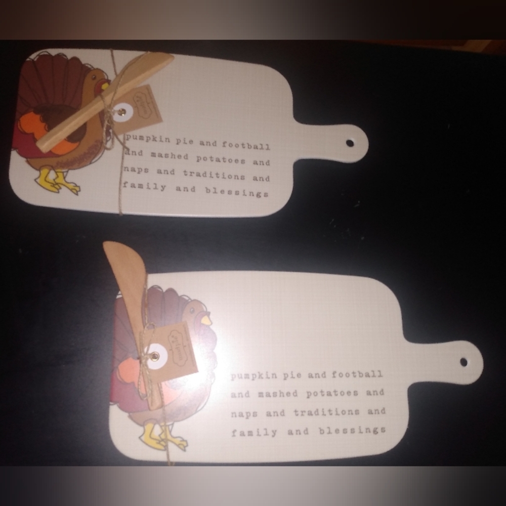 Bundle Of 2 New Mud Pie Thanksgiving Melamine Board Sets